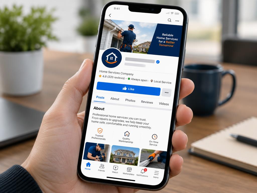 Professional business social media page on a smartphone